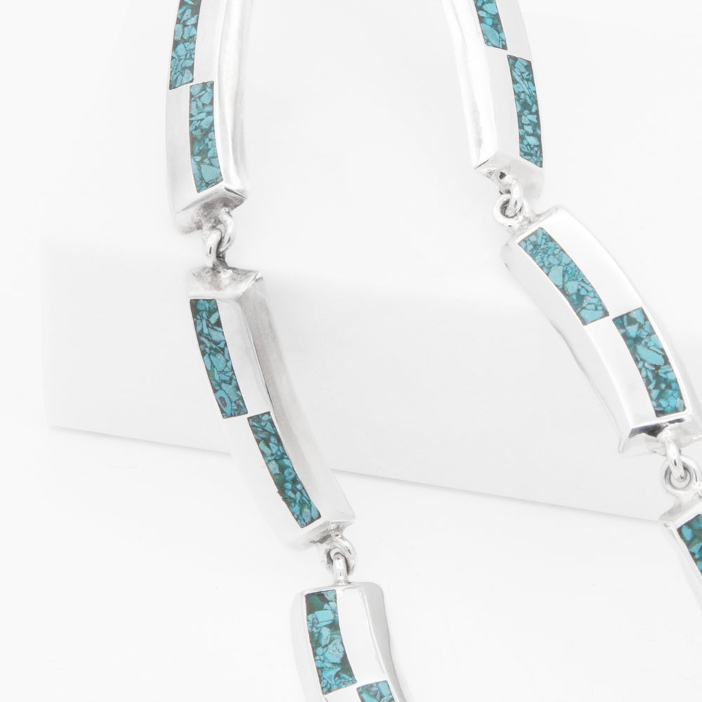 Sterling Silver Turquoise Bars Necklace