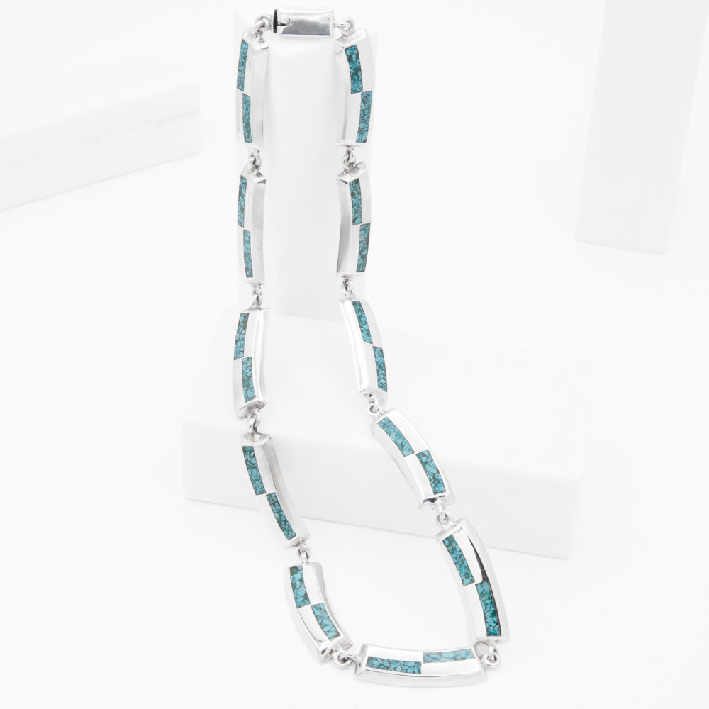 Sterling Silver Turquoise Bars Necklace