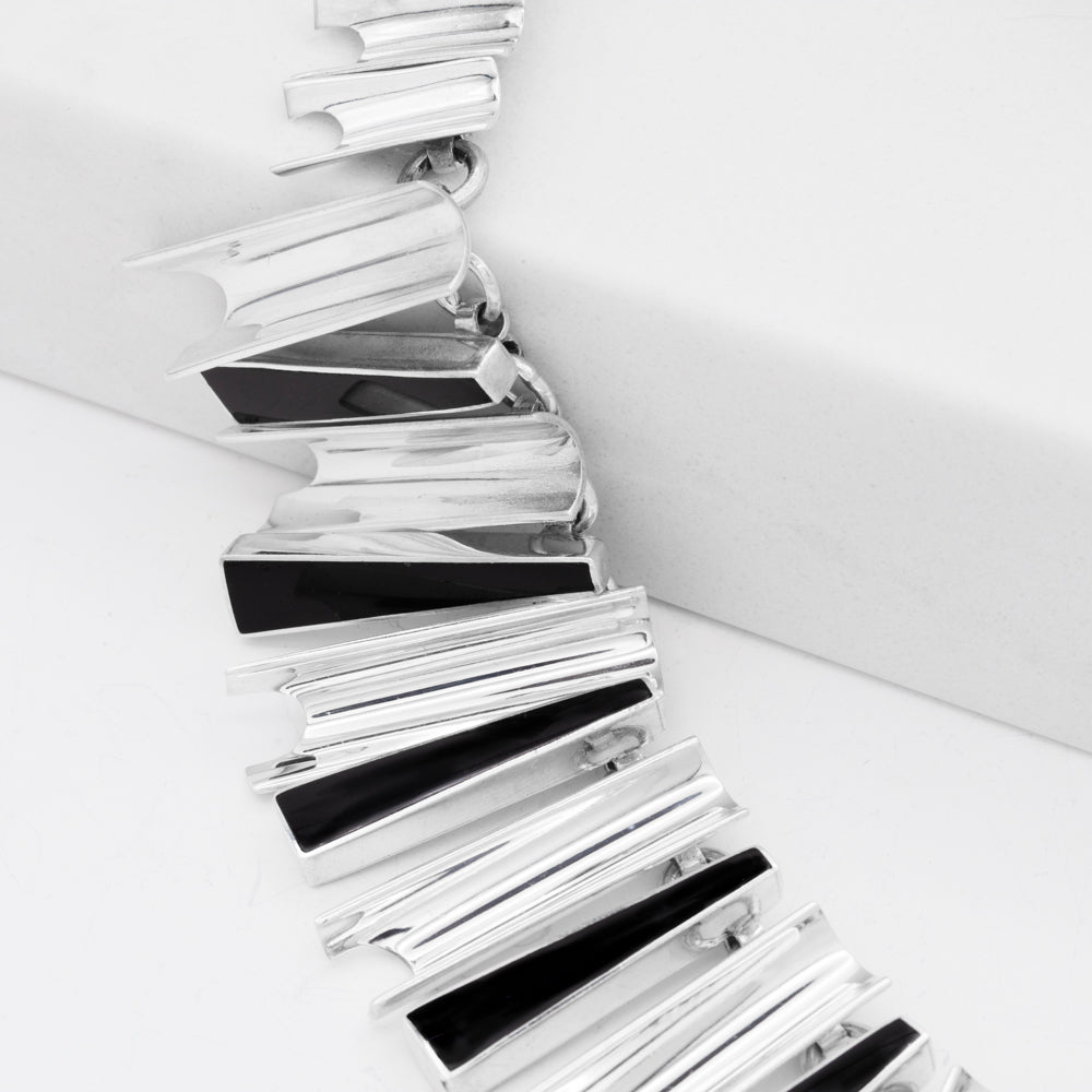 Sterling Silver Chimes Black Onyx Necklace