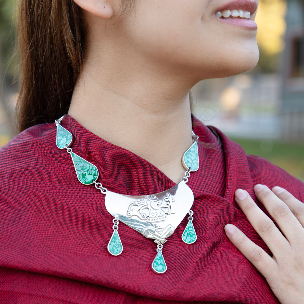 Sterling Silver Malachite Whispers Necklace