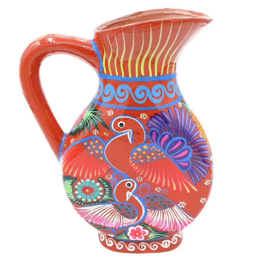 Hand-Painted Xalitla Clay Pitcher