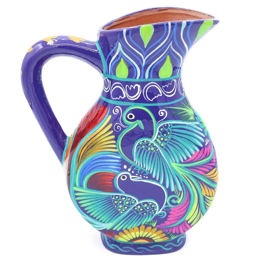 Hand-Painted Xalitla Clay Pitcher