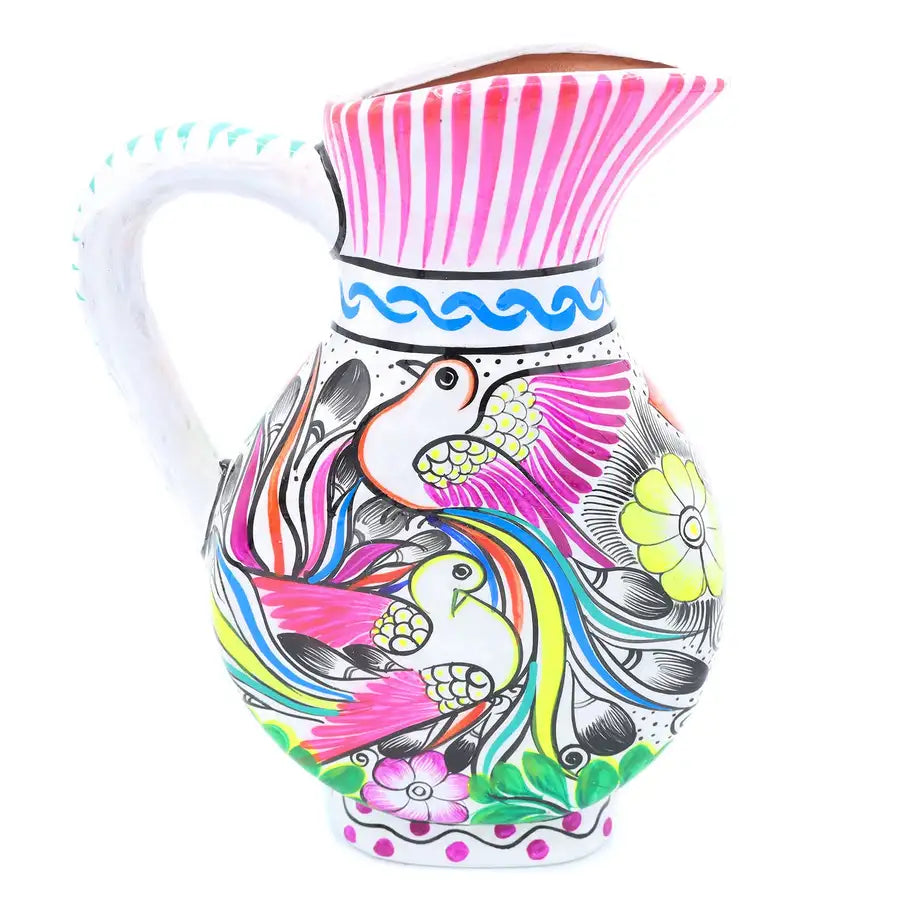 Hand-Painted Xalitla Clay Pitcher