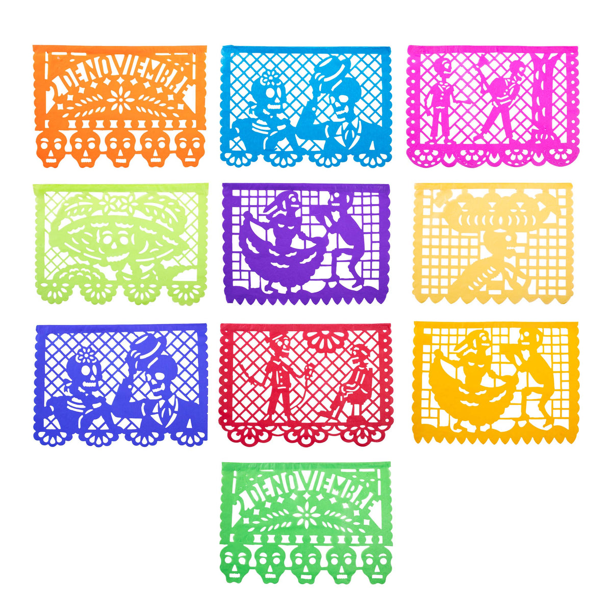 Day of the Dead Symbols and Icons Papel Picado Banner