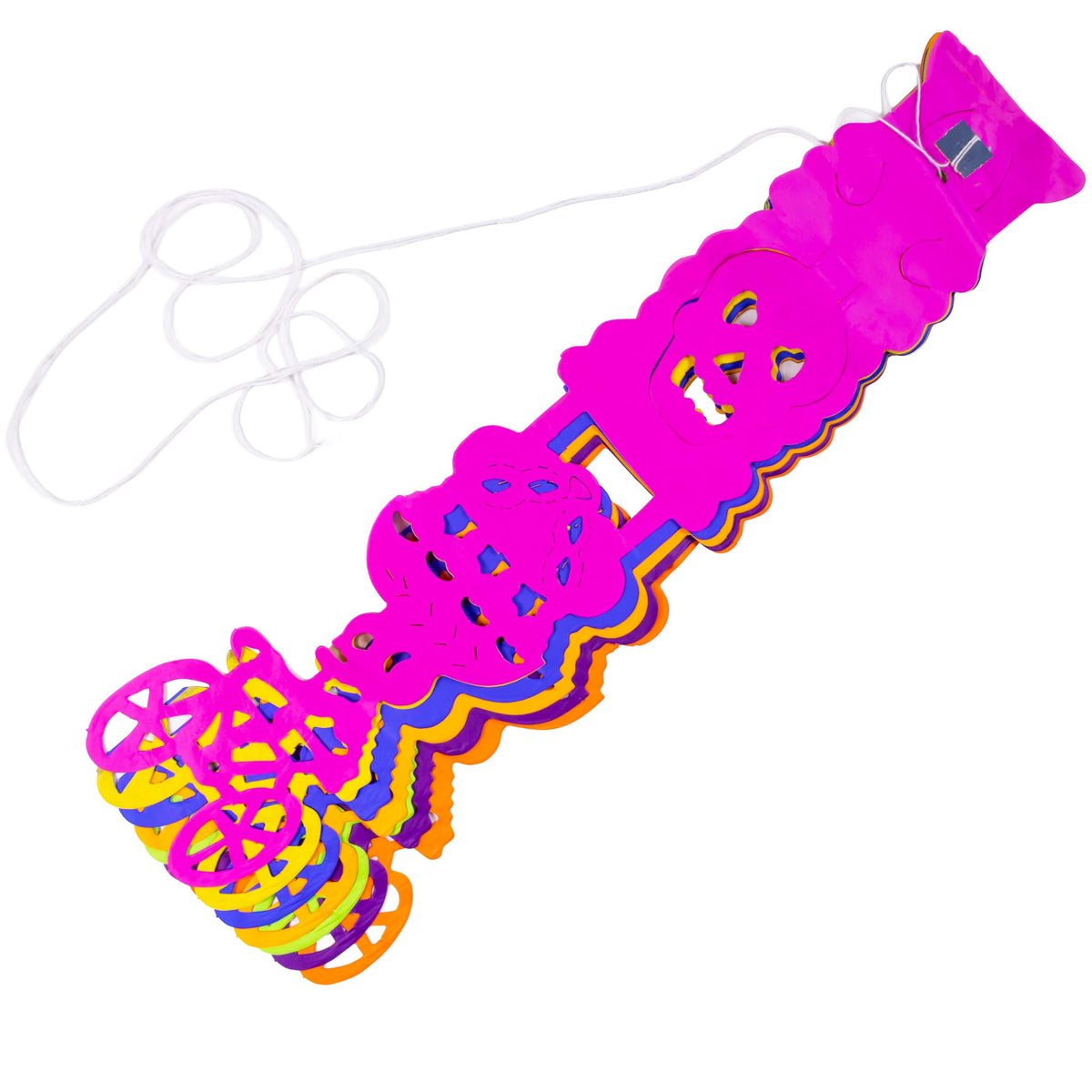 Colorful Calaca on a Bike Papel Picado Banner