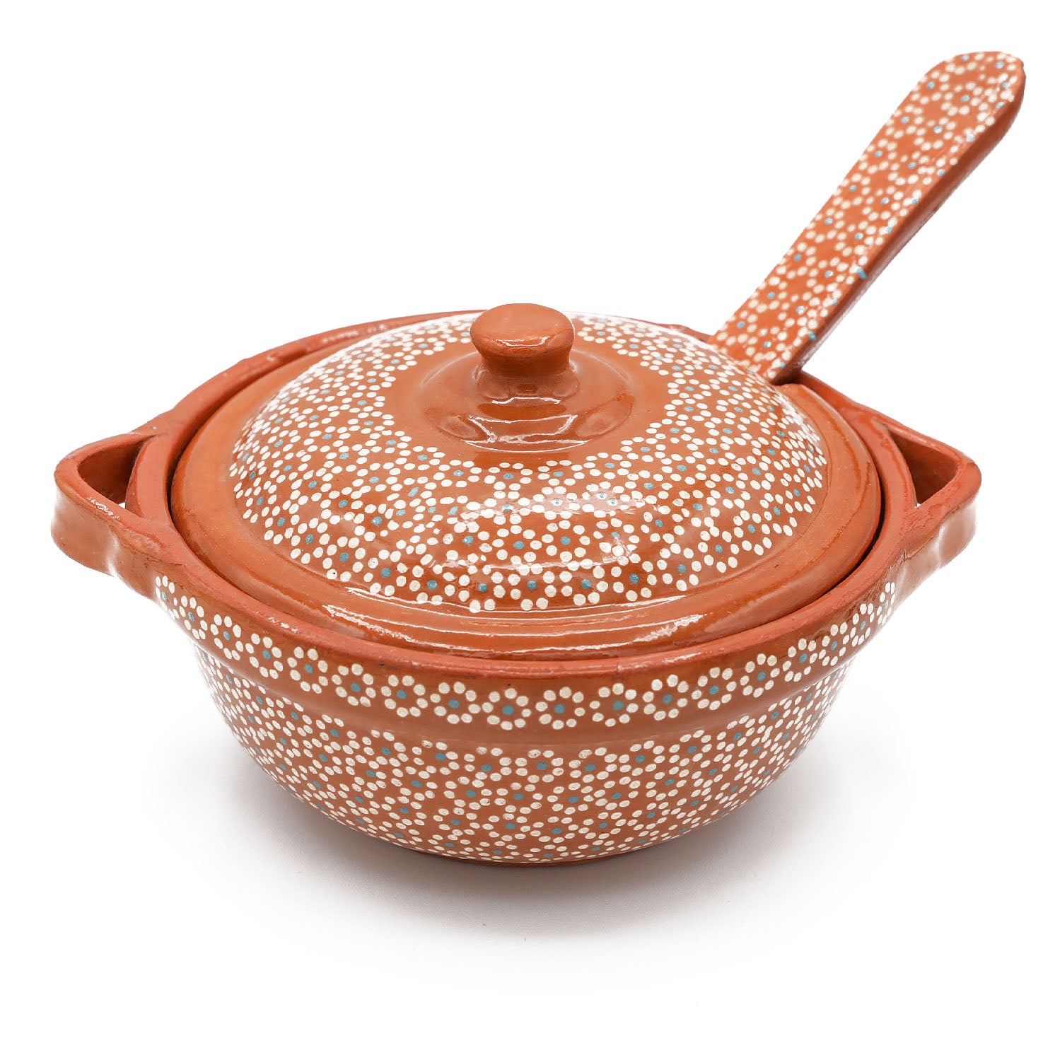 Capula Small Clay Cazuelita with Matching Lid and Spoon