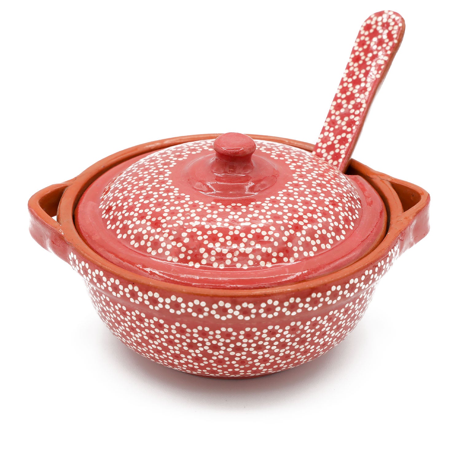 Capula Small Clay Cazuelita with Matching Lid and Spoon