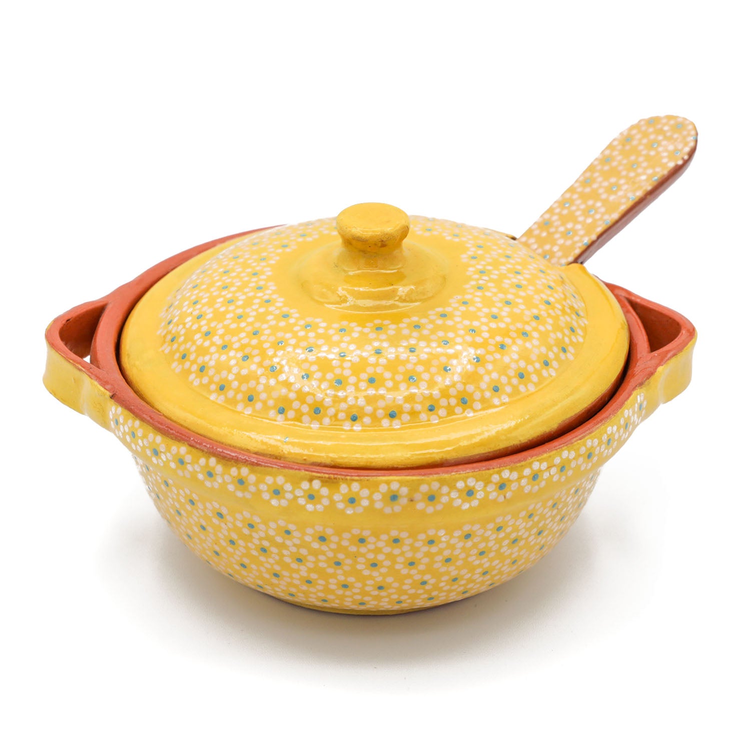 Capula Small Clay Cazuelita with Matching Lid and Spoon