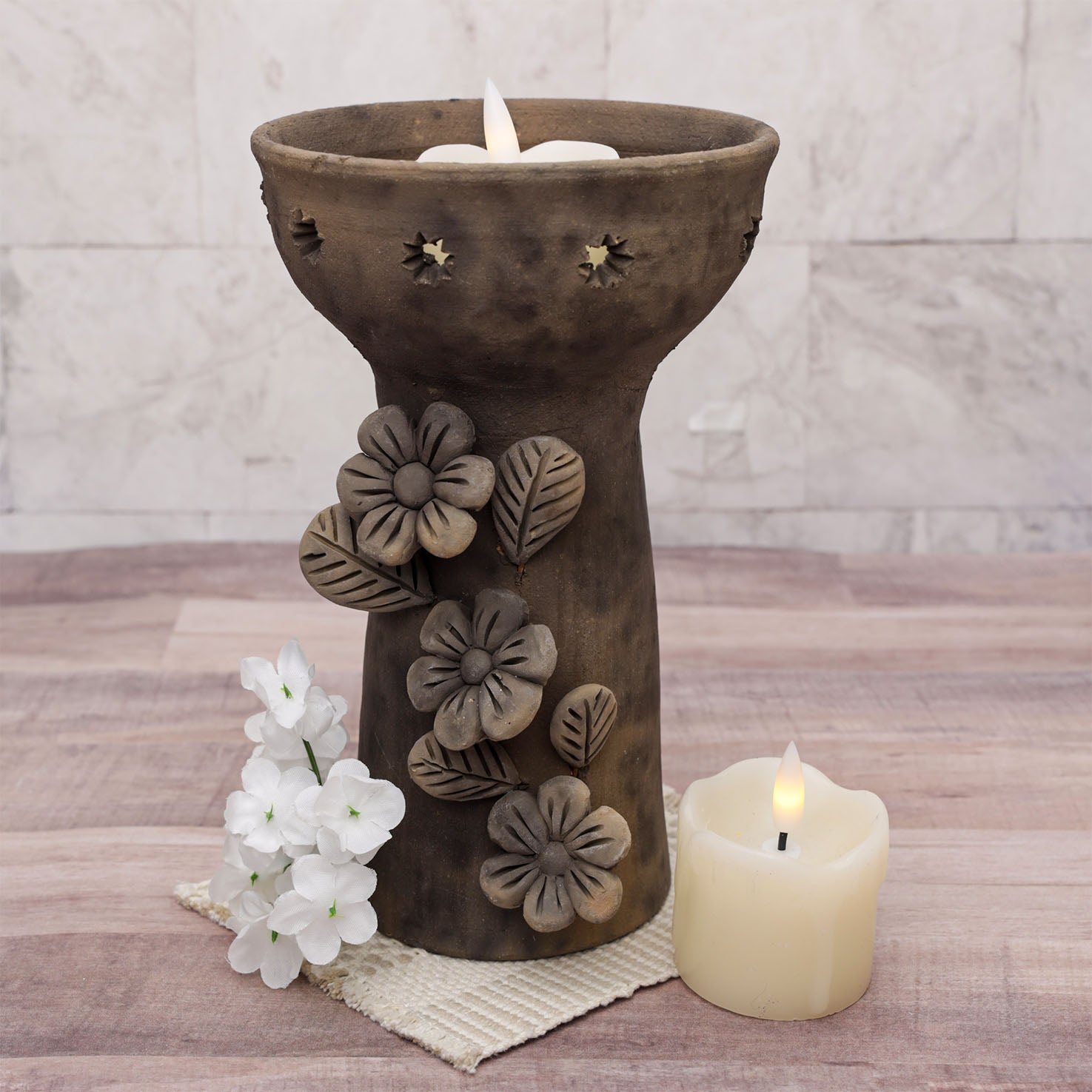 Atzompa Flower Clay Copalera, Incense Holder