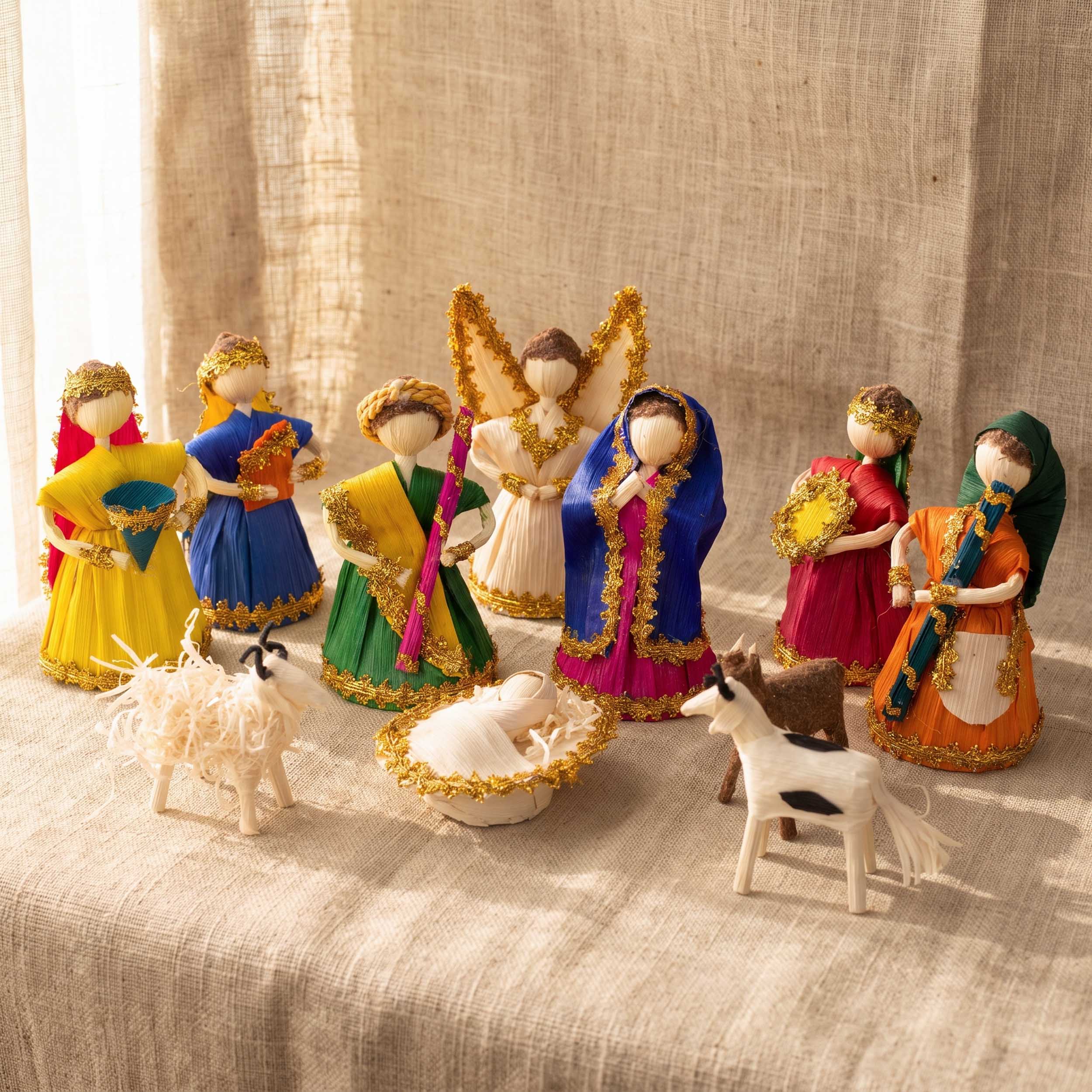 Cornhusk Nativity Scene (11pcs) | Lolo Mexican Mercadito