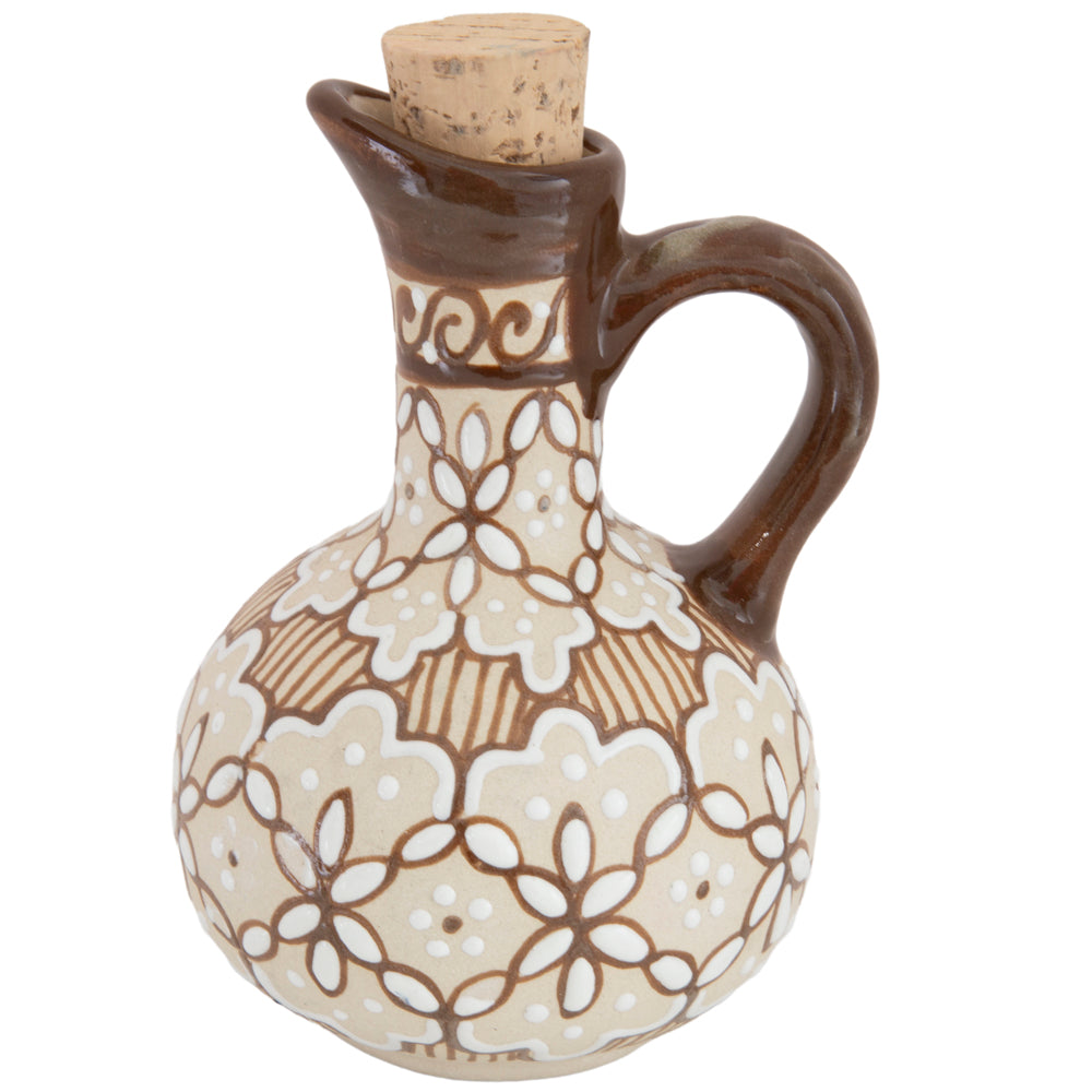 Coyoacán Hand-Painted Ceramic Oil Cruet-Chocolate
