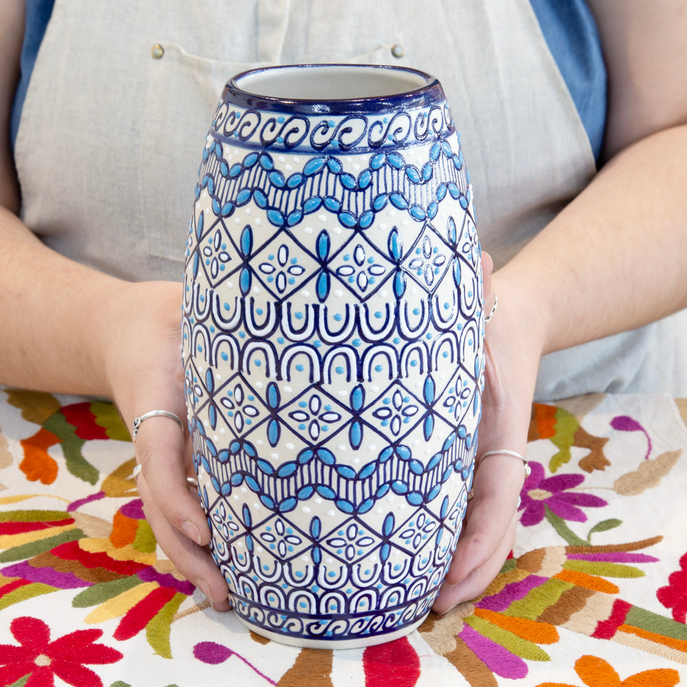 Coyoacán Hand-Painted Cylinder Ceramic Vase