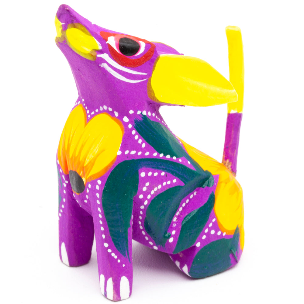 Hand Painted Howling Coyote Wooden Figurine