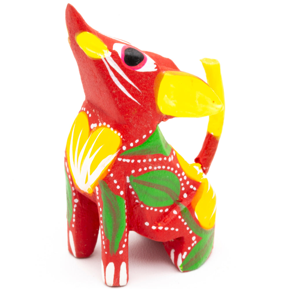 Hand Painted Howling Coyote Wooden Figurine