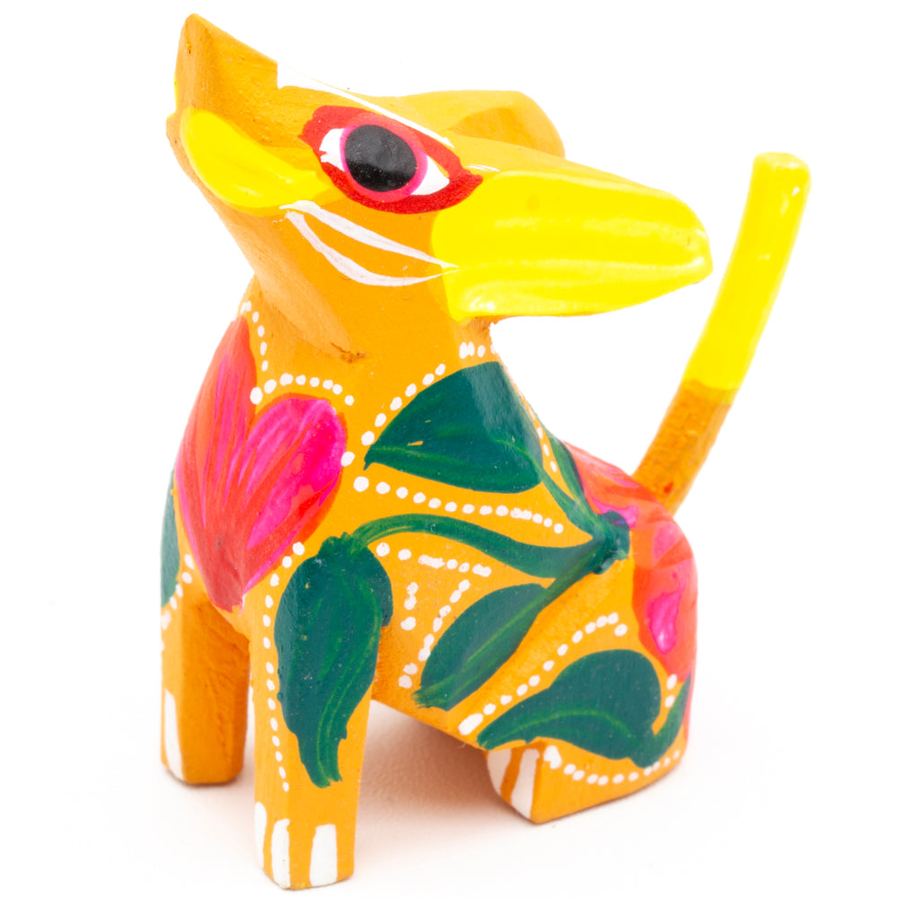 Hand Painted Howling Coyote Wooden Figurine