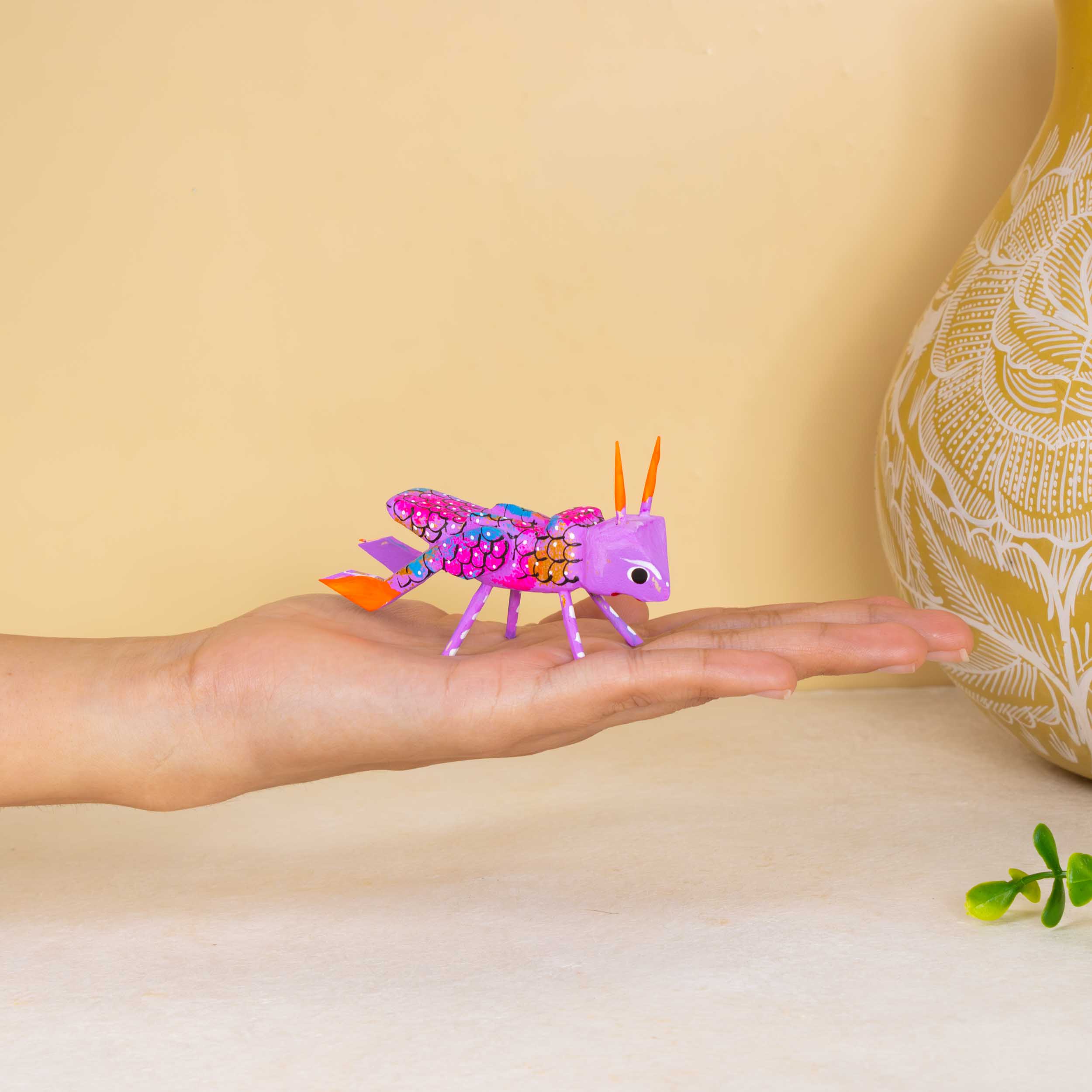 Hand Painted Cricket Wooden Figurine