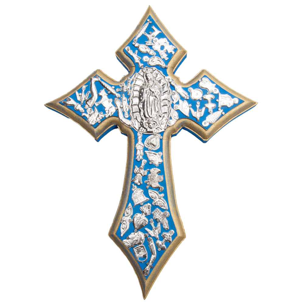 Wooden Wall Cross with Milagritos, Large