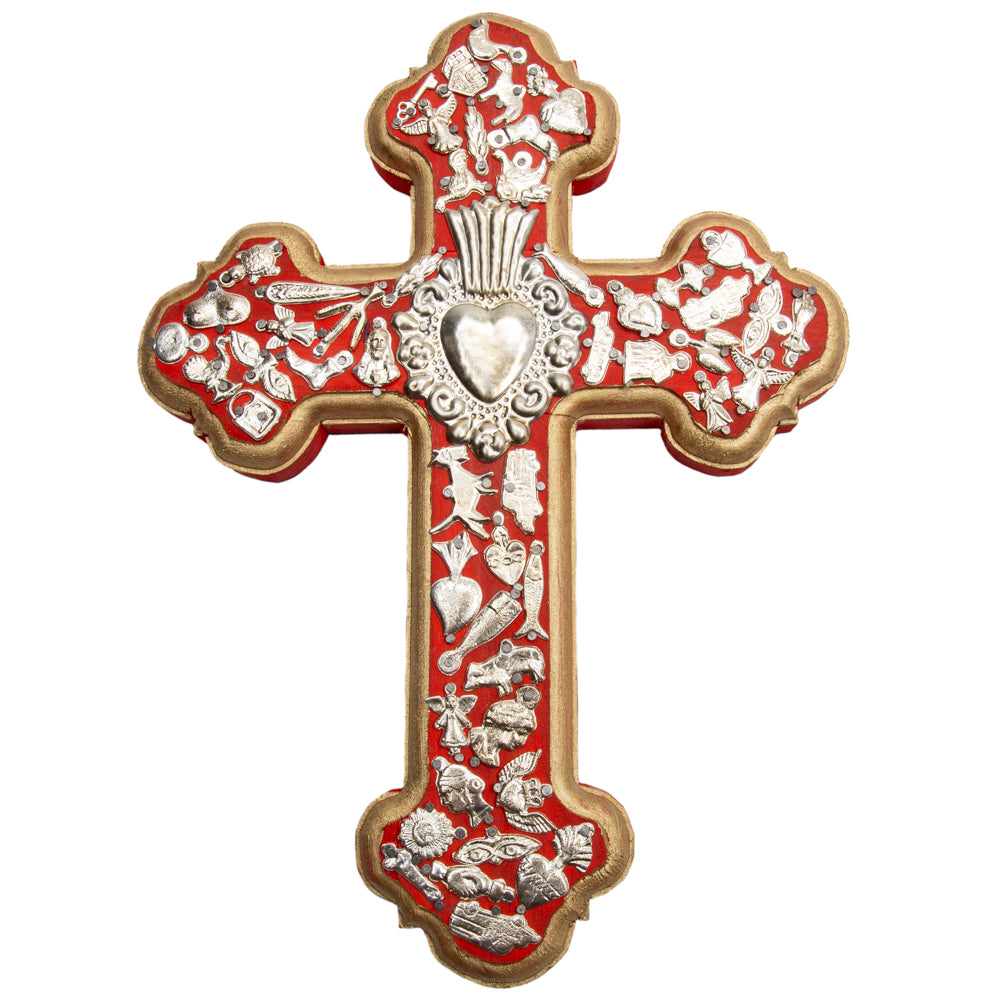 Wooden Wall Cross with Milagritos, Large