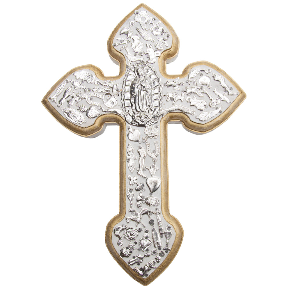 Wooden Wall Cross with Milagritos, Large
