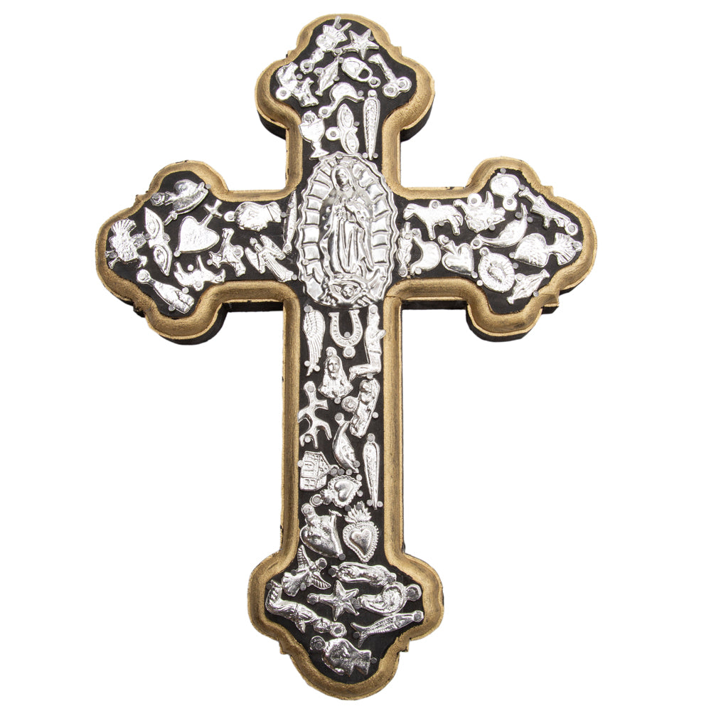 Wooden Wall Cross with Milagritos, Large