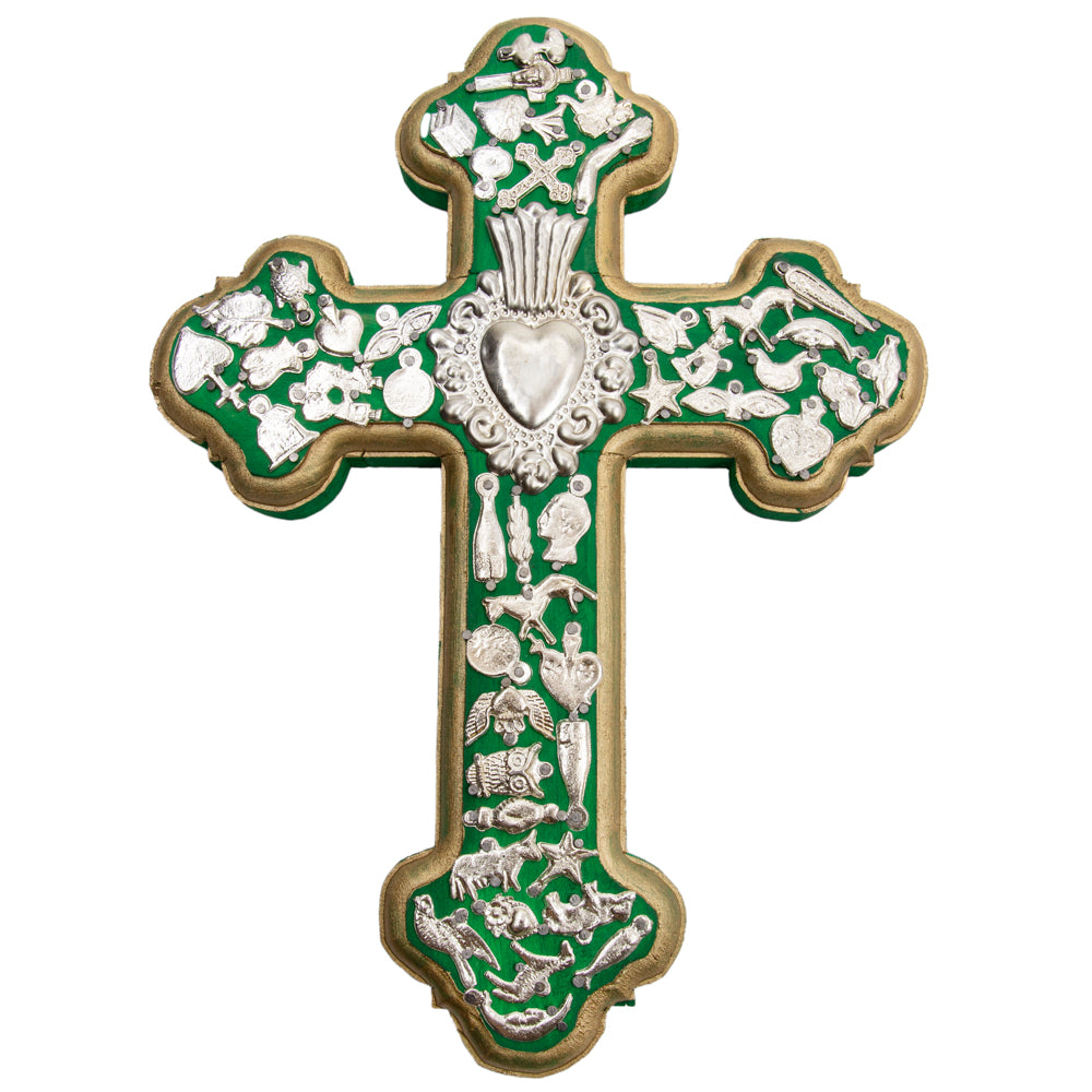 Wooden Wall Cross with Milagritos, Large