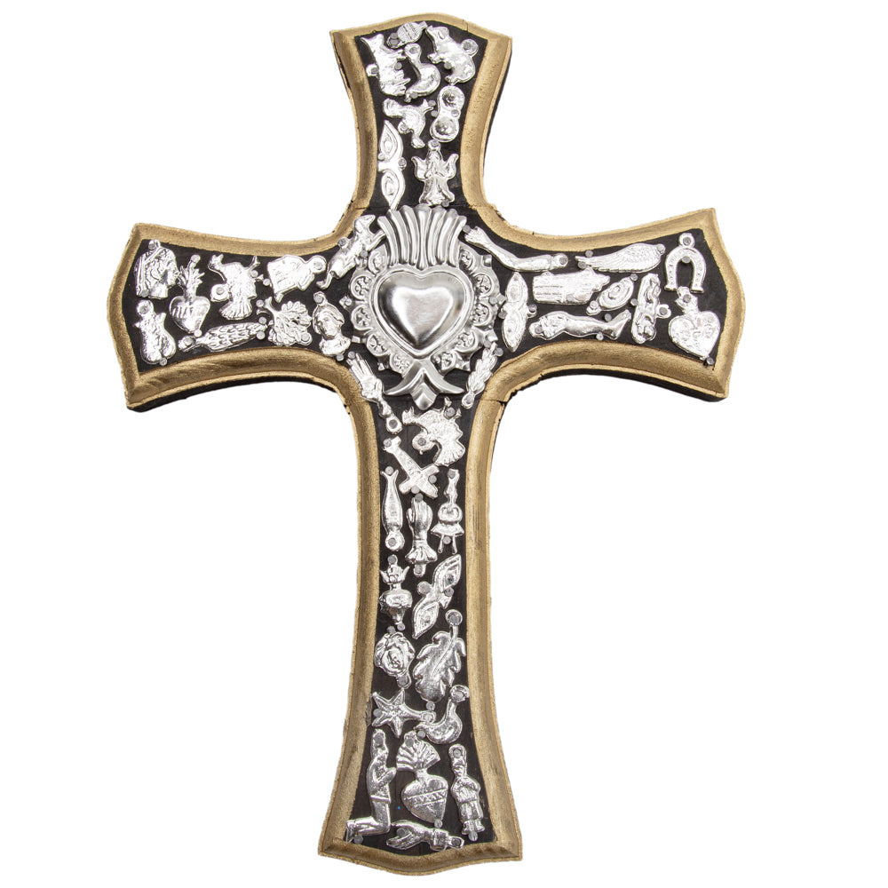 Wooden Wall Cross with Milagritos, Large