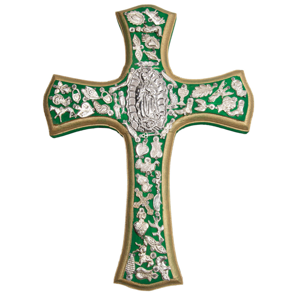 Wooden Wall Cross with Milagritos, Large