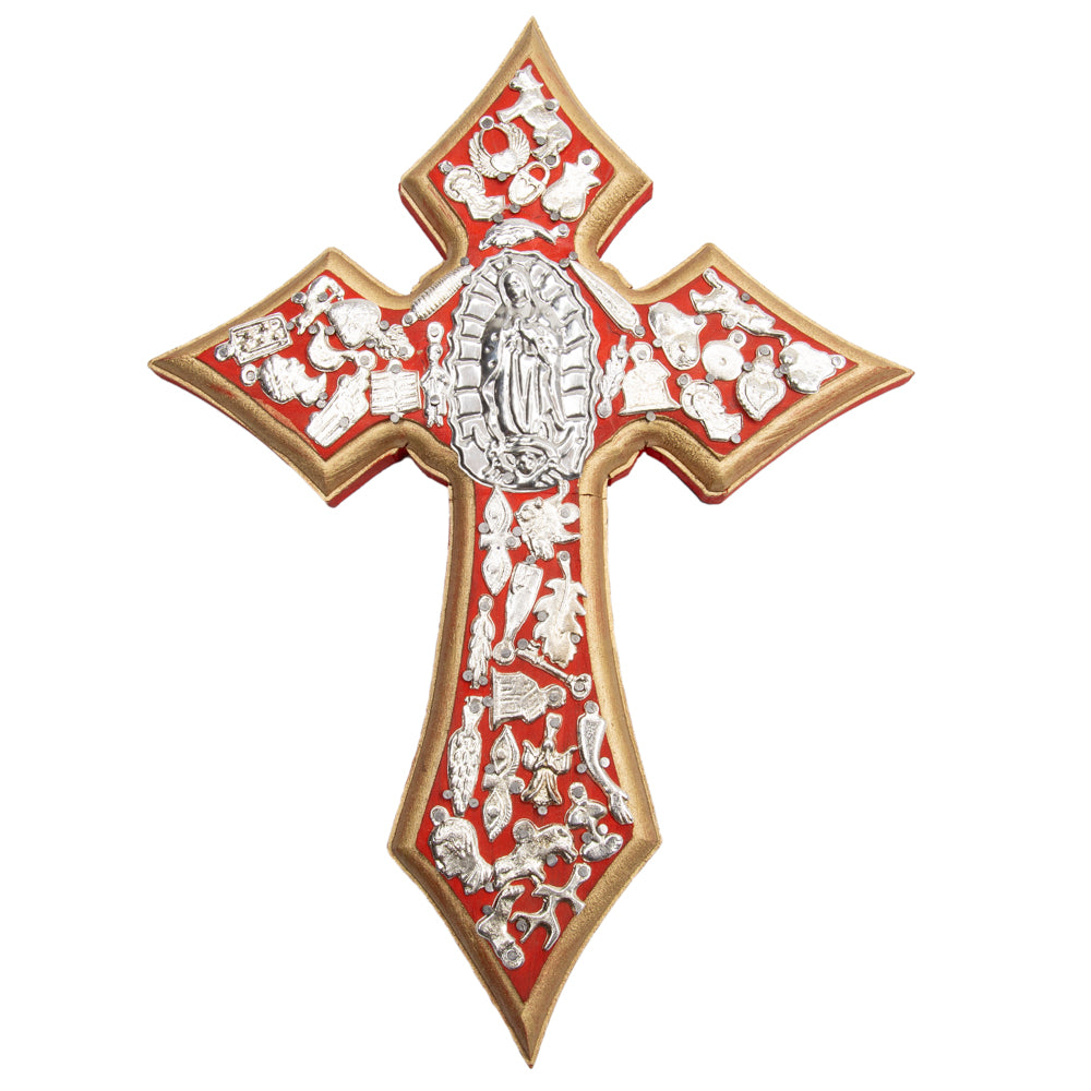Wooden Wall Cross with Milagritos, Large