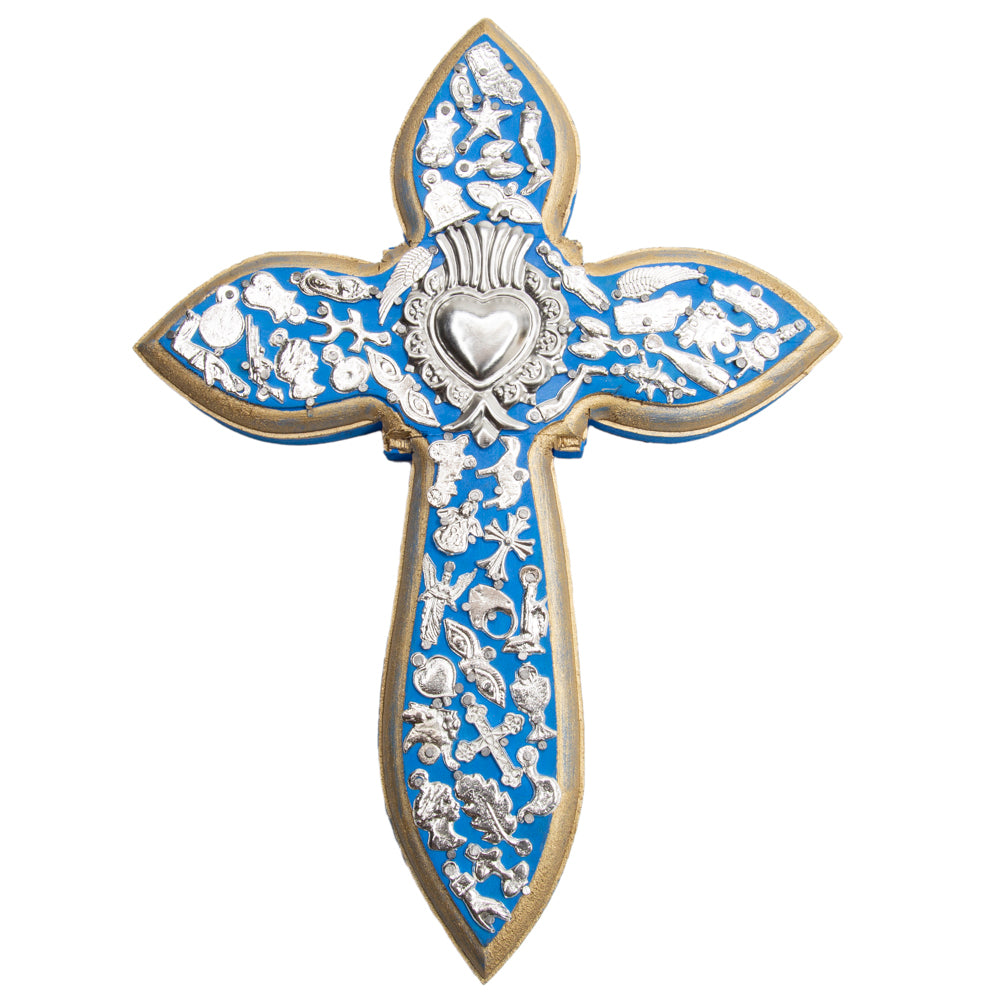 Wooden Wall Cross with Milagritos, Large