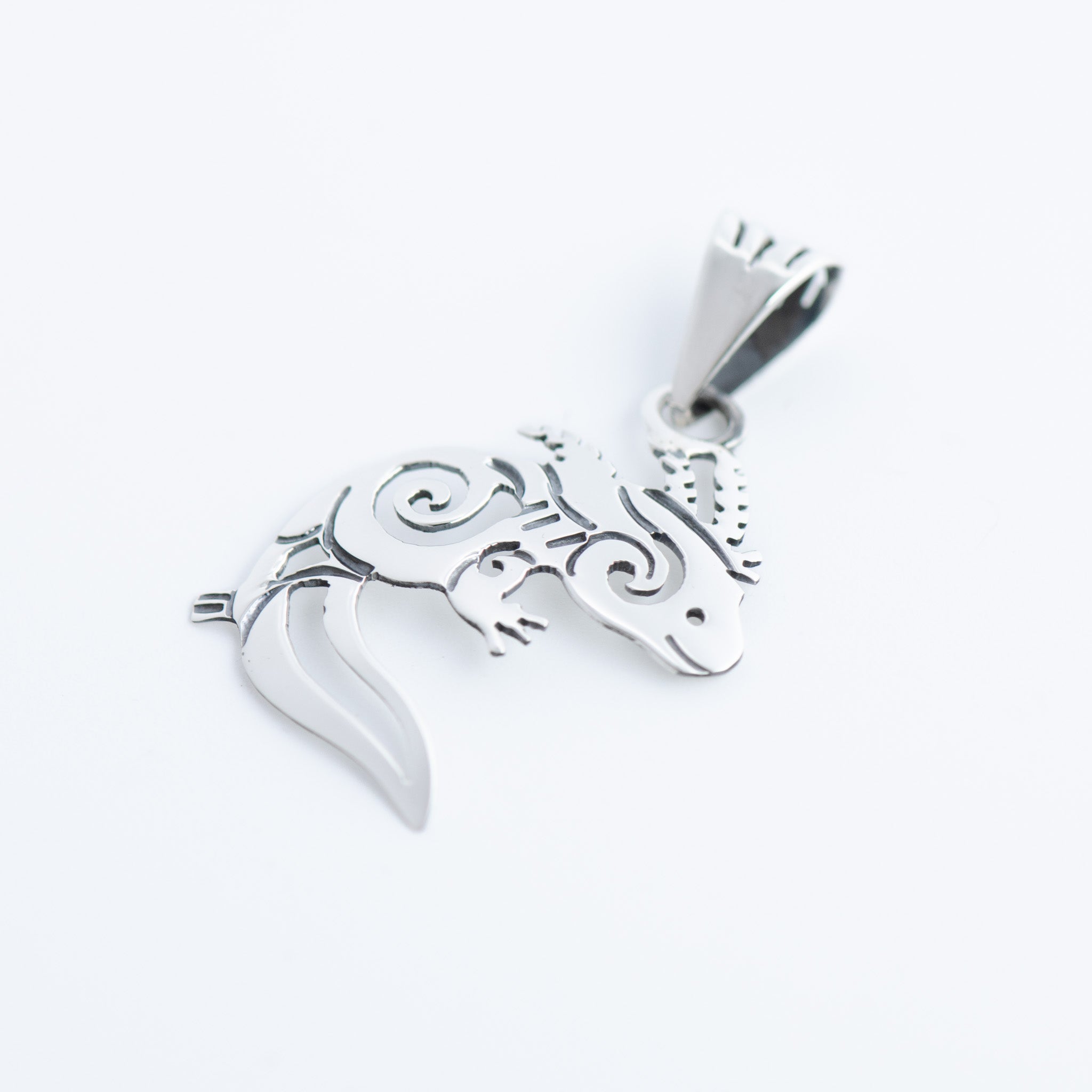 Sterling Silver Delicate Axolotl Pendant