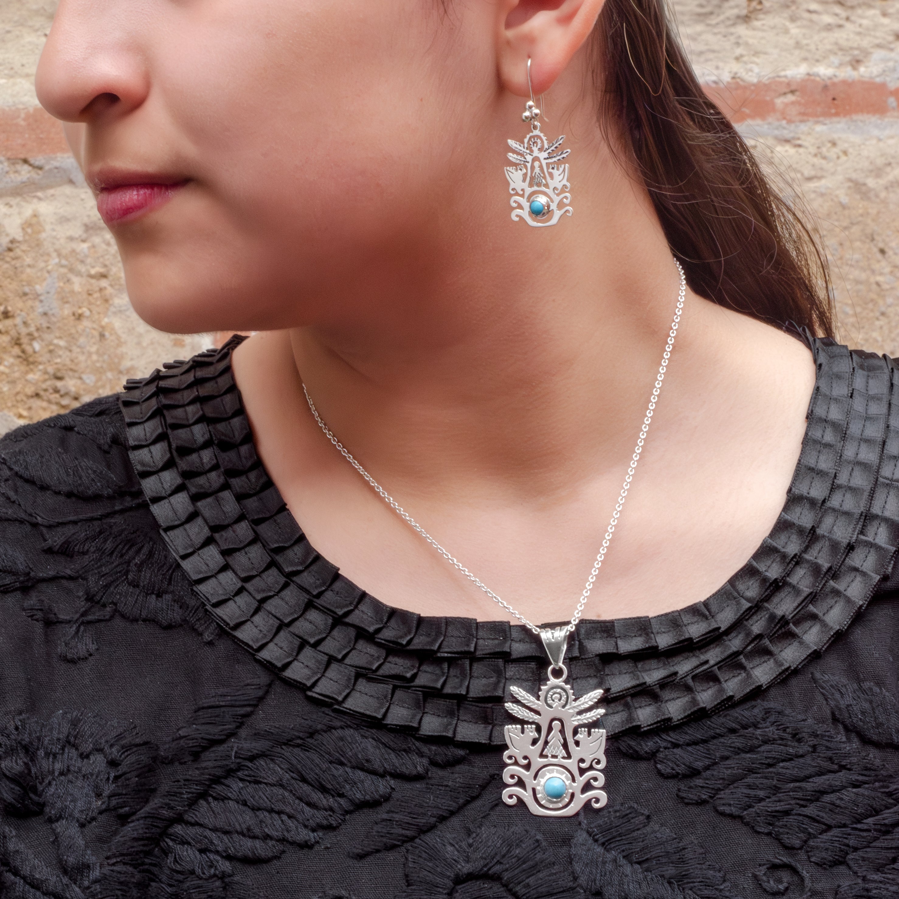 Sterling Silver Eternal Blue Tree of Life Pendant