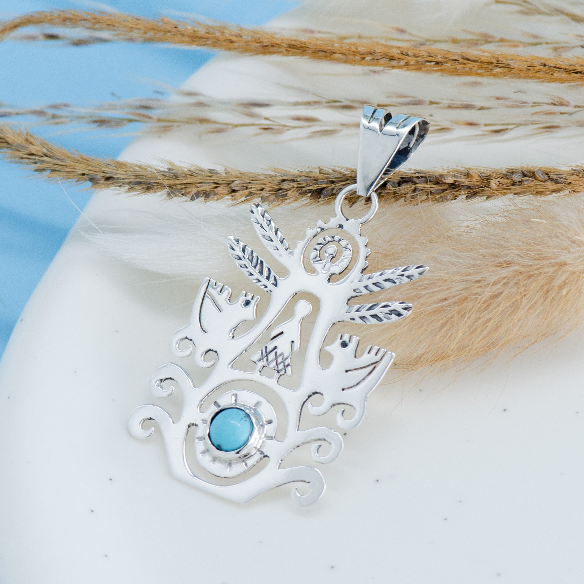 Sterling Silver Eternal Blue Tree of Life Pendant