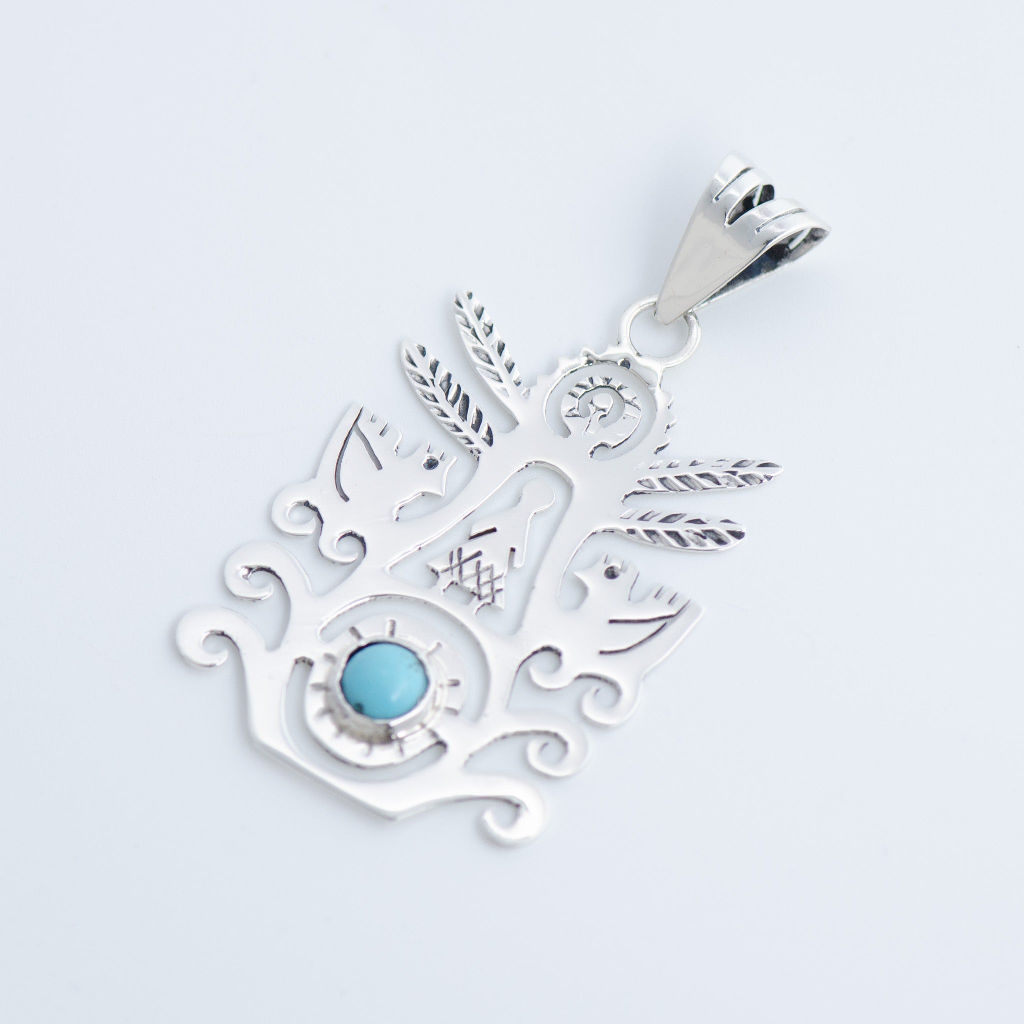 Sterling Silver Eternal Blue Tree of Life Pendant