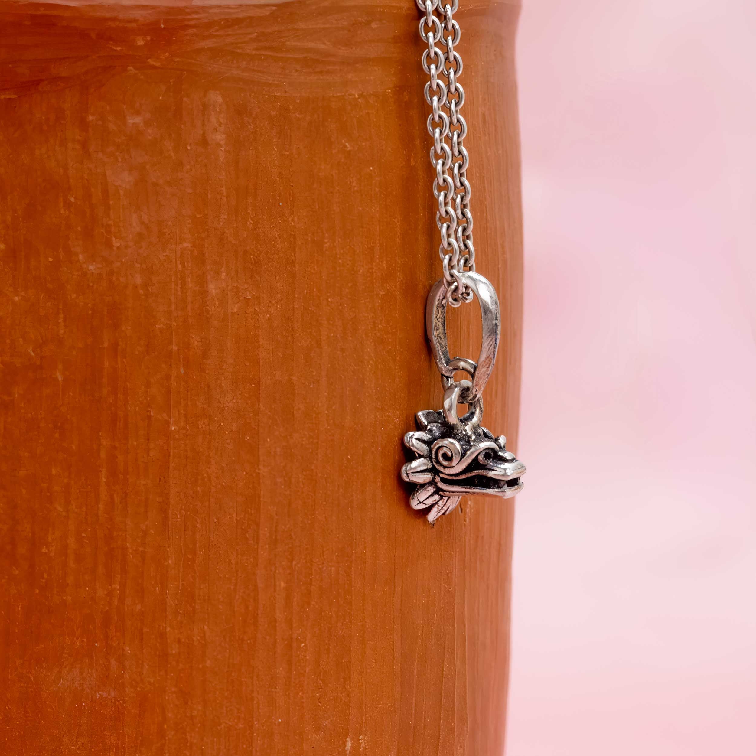 Sterling Silver Quetzalcoatl Head Pendant