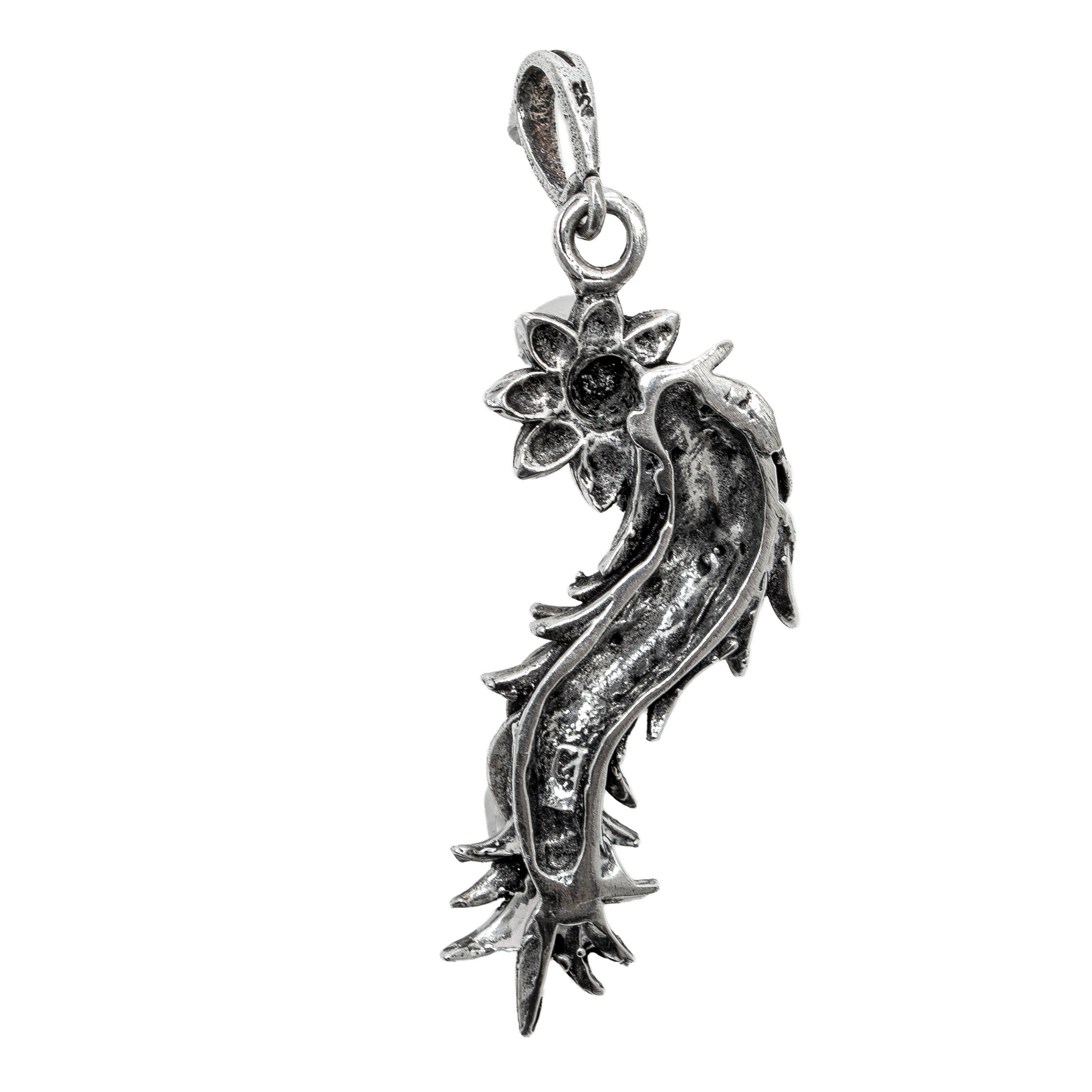 Sterling Silver Quetzalcoatl Feathered-Serpent Pendant