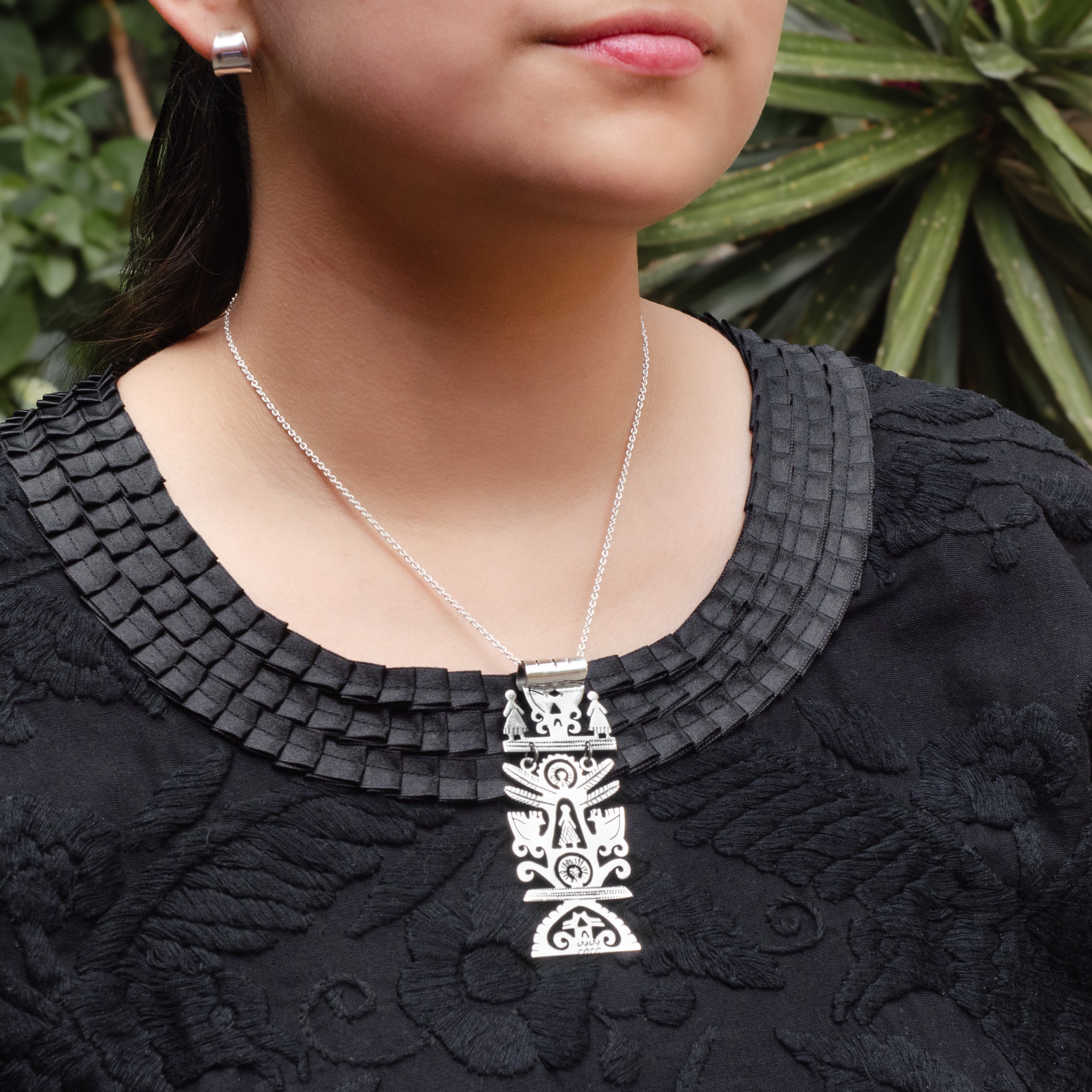 Sterling Silver Roots and Life Large Pendant