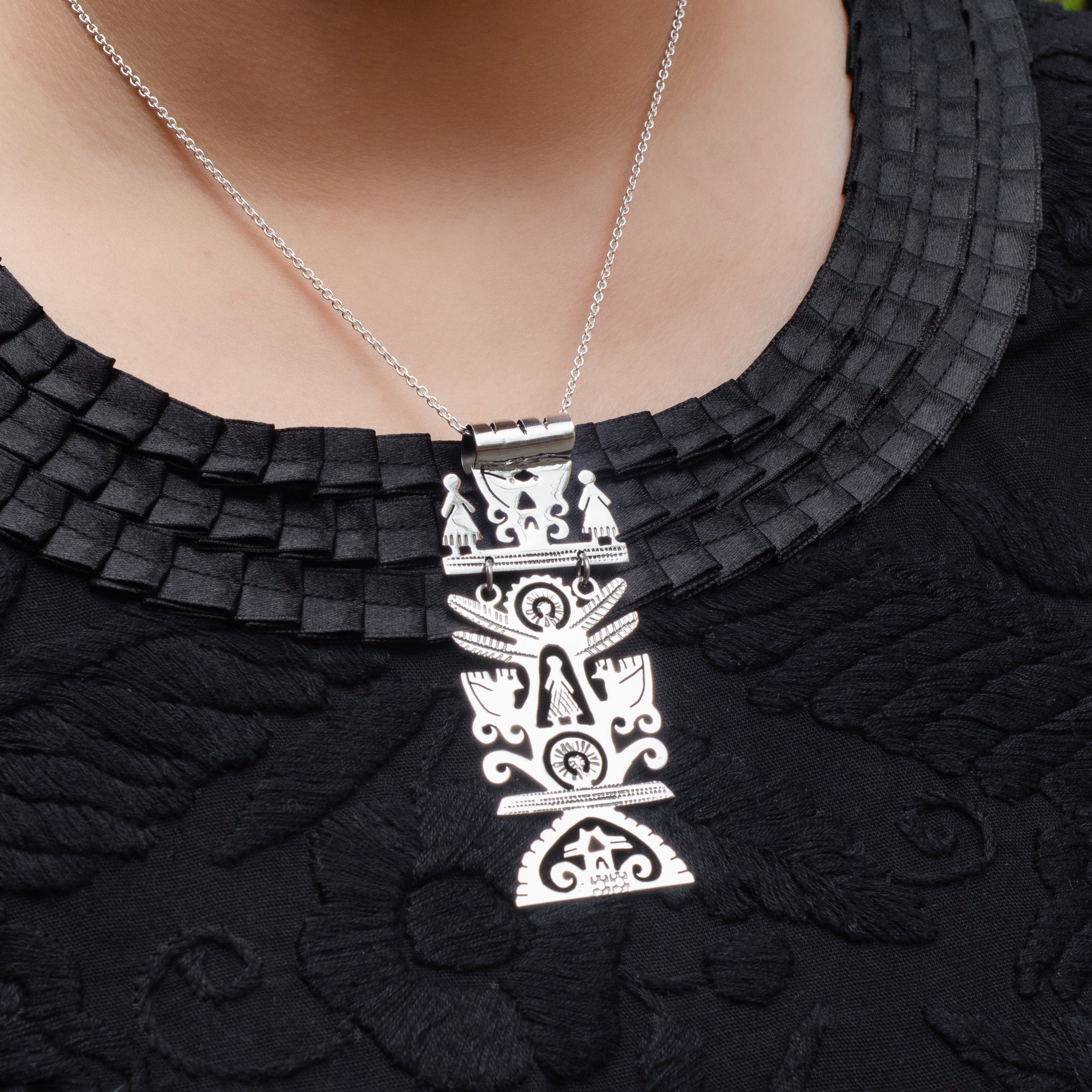 Sterling Silver Roots and Life Large Pendant