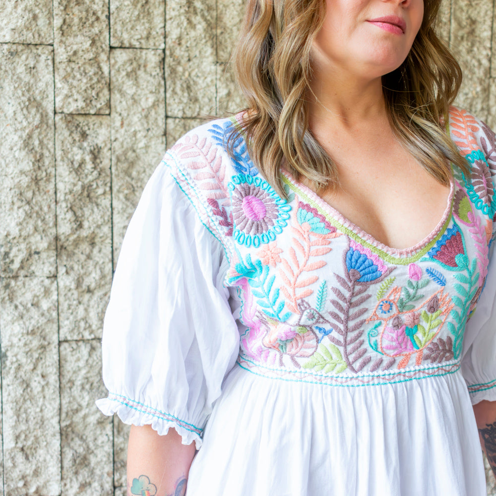 Carranza Short Sleeve Embroidered Dress