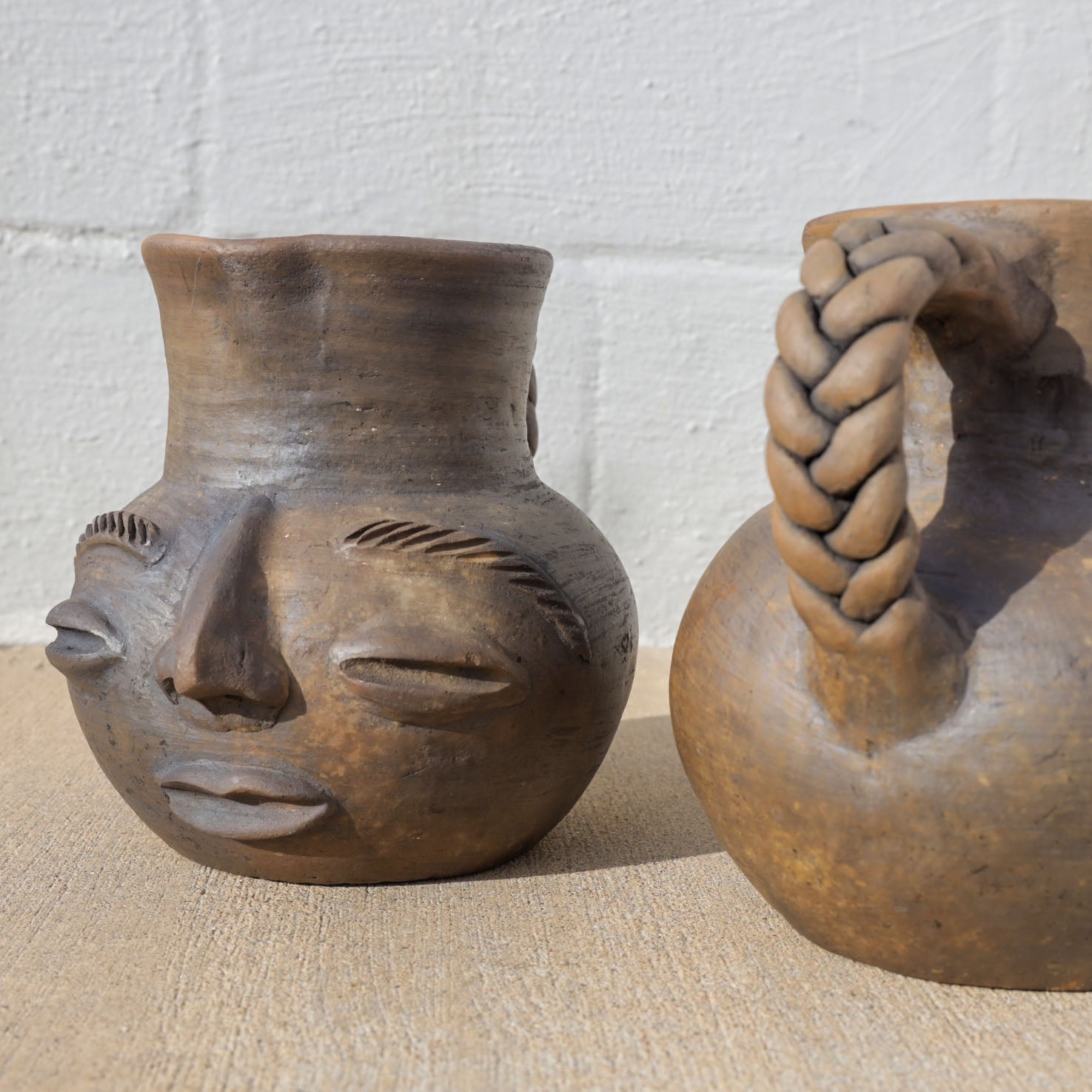 Atzompa Portrait Face Clay Pitcher