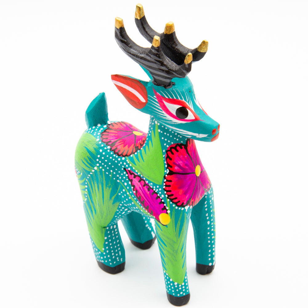 Large Hand Painted Deer Wooden Figurine