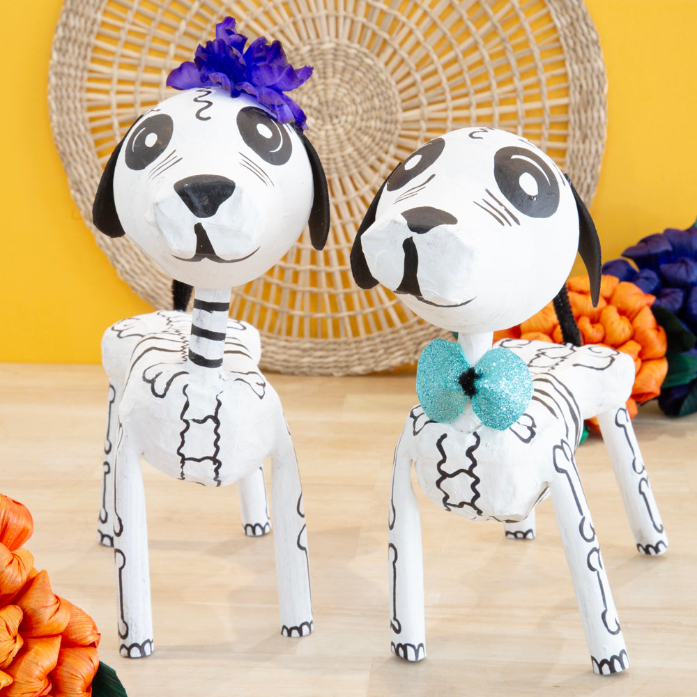 Perrito Calavera 11’’ Papier Mache Skeleton
