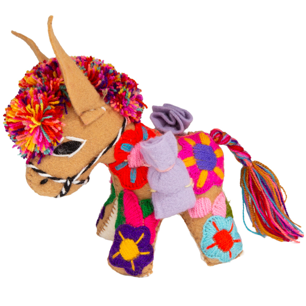 Donkey Hand-Embroidered Stuffed Animal