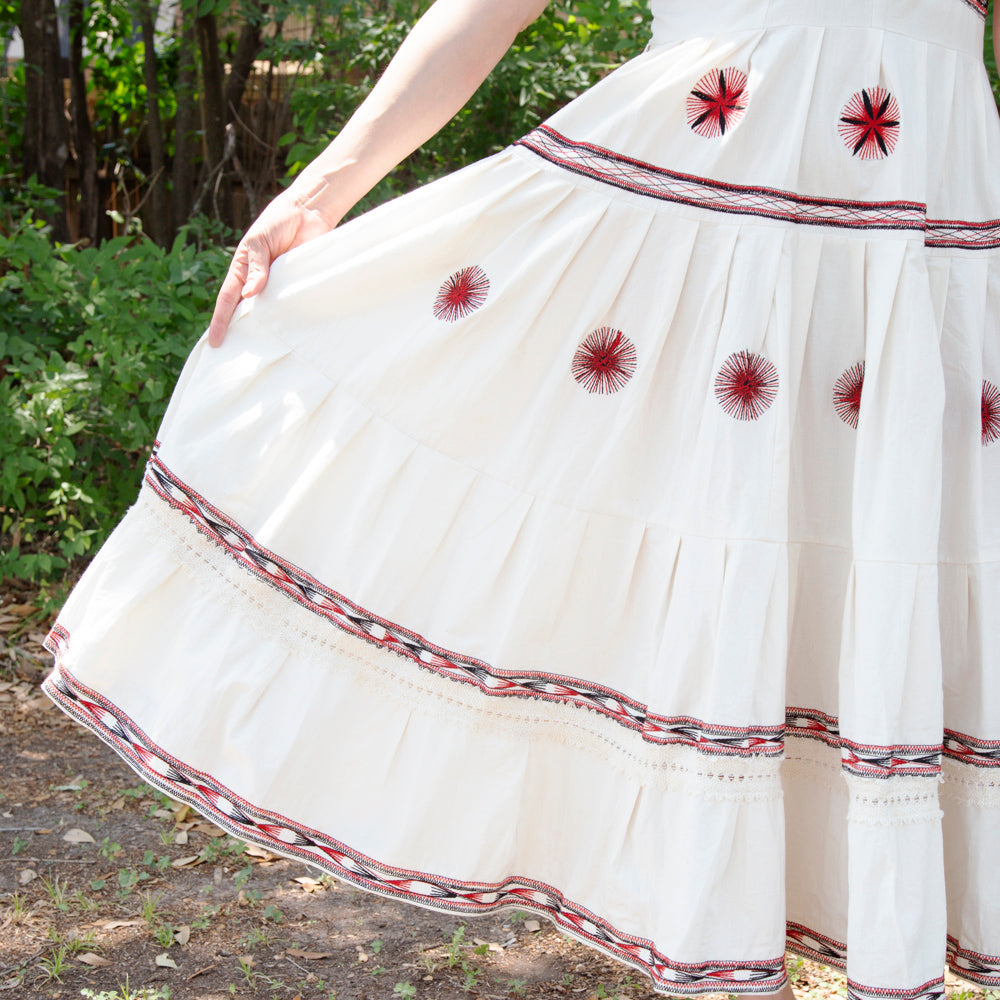 Tzatz Long Tiered Embroidered Dress