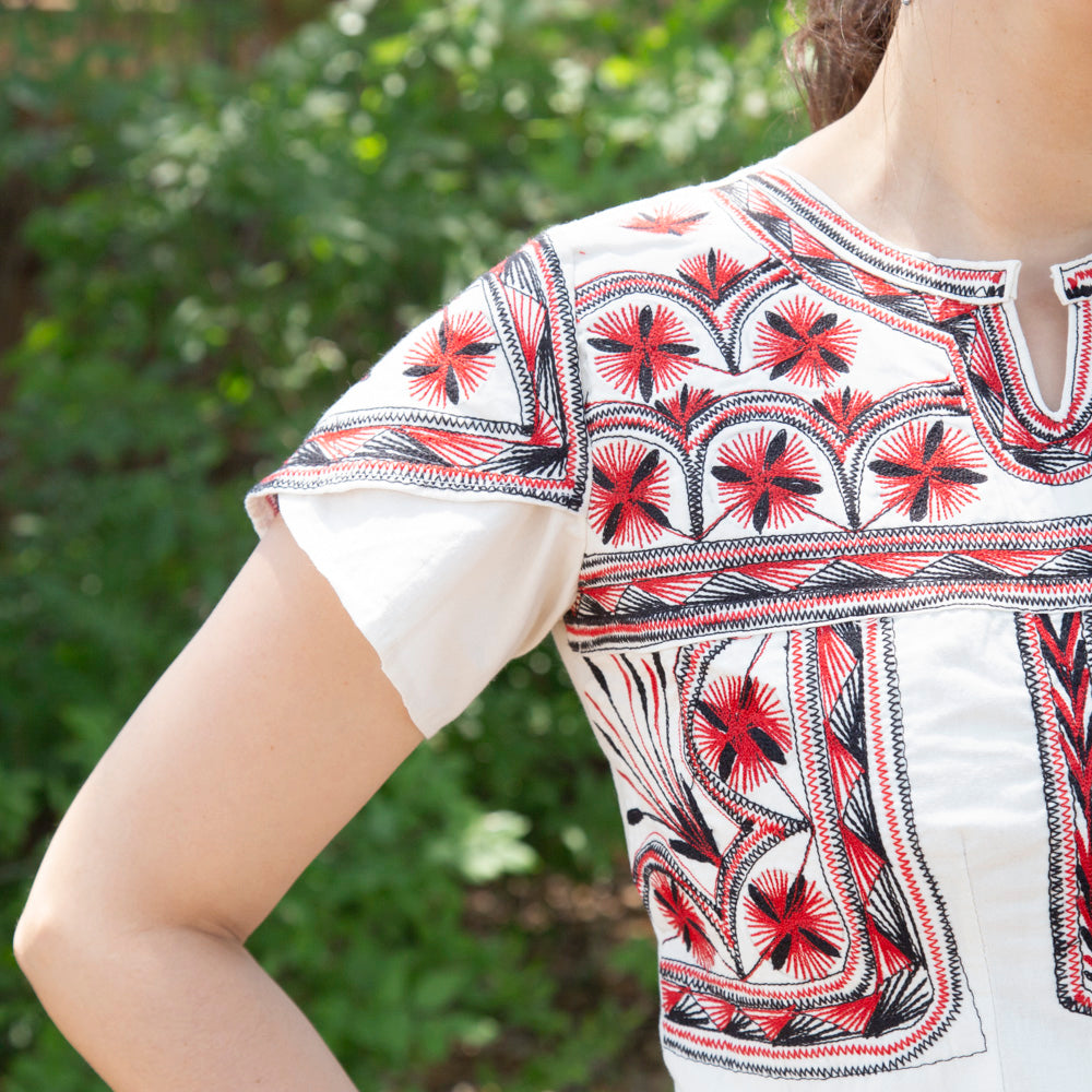 Tzatz Long Tiered Embroidered Dress