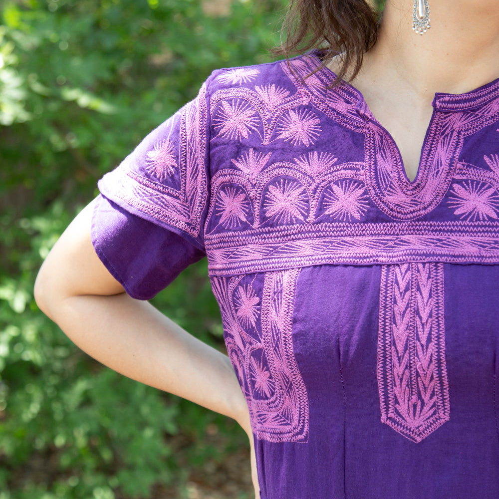 Tzatz Long Tiered Embroidered Dress