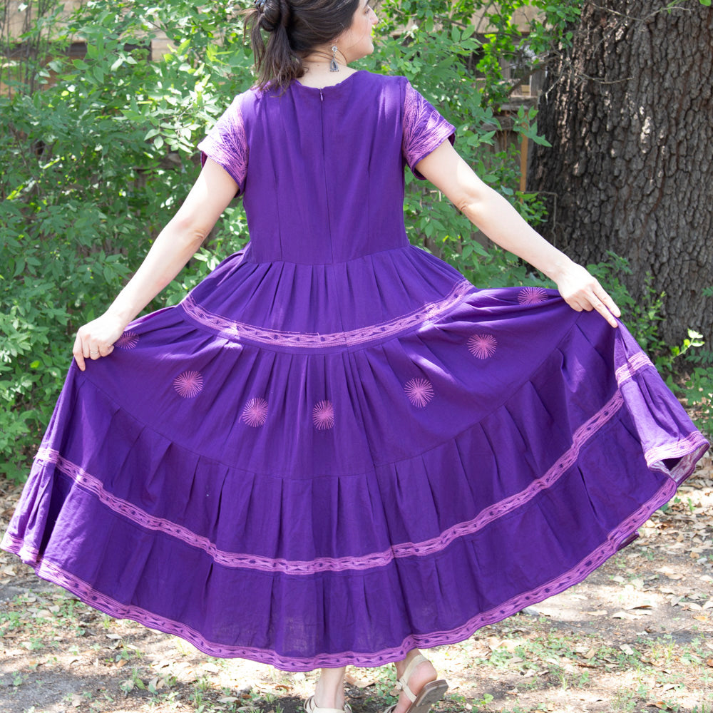 Tzatz Long Tiered Embroidered Dress