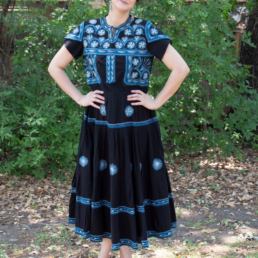 Tzatz Long Tiered Embroidered Dress