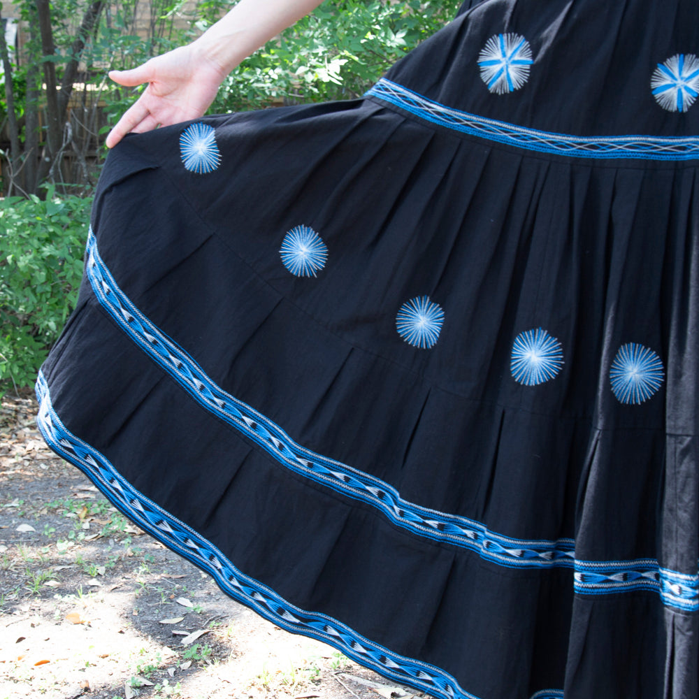 Tzatz Long Tiered Embroidered Dress