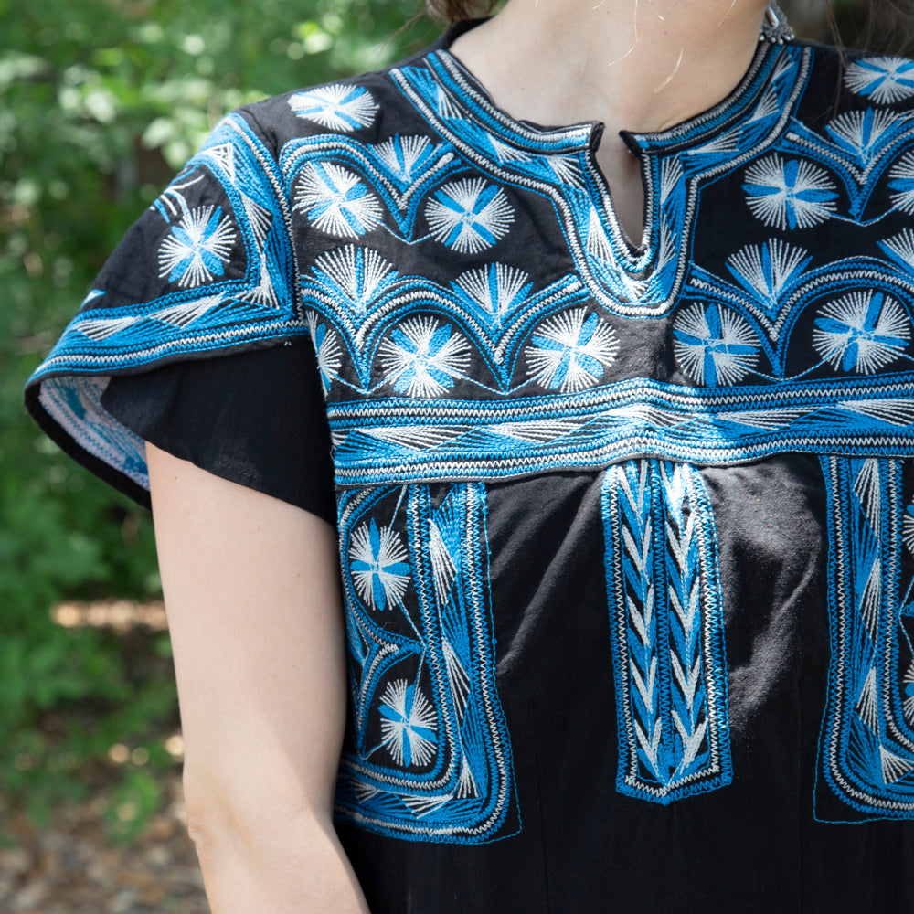 Tzatz Long Tiered Embroidered Dress