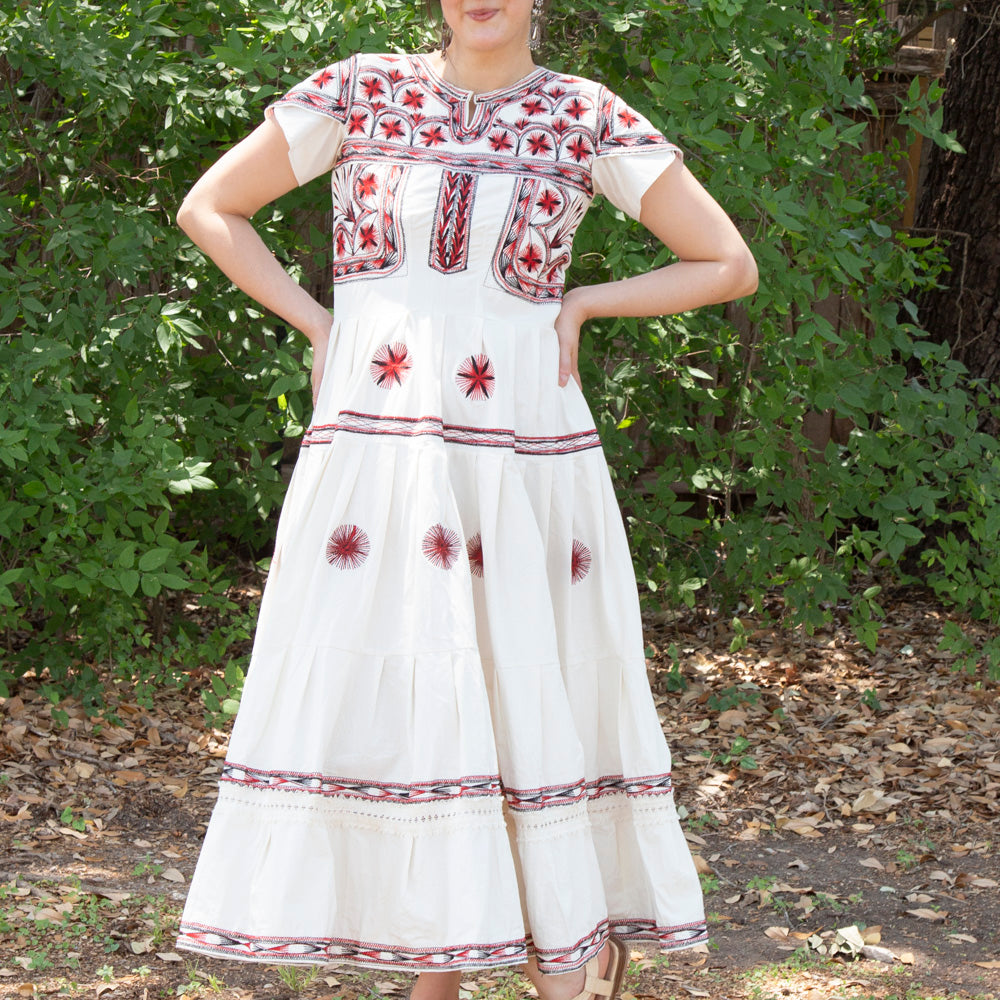 Tzatz Long Tiered Embroidered Dress